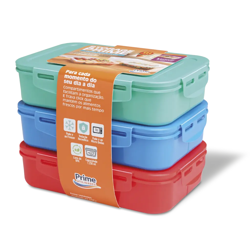 Kit com 3 marmitas herméticas Prime